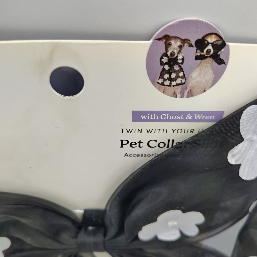 Pet Bow Collar Slide Cuddle Collab Black Sheer White Flowers Lot of 3 Dog Cat - Picture 12 of 12